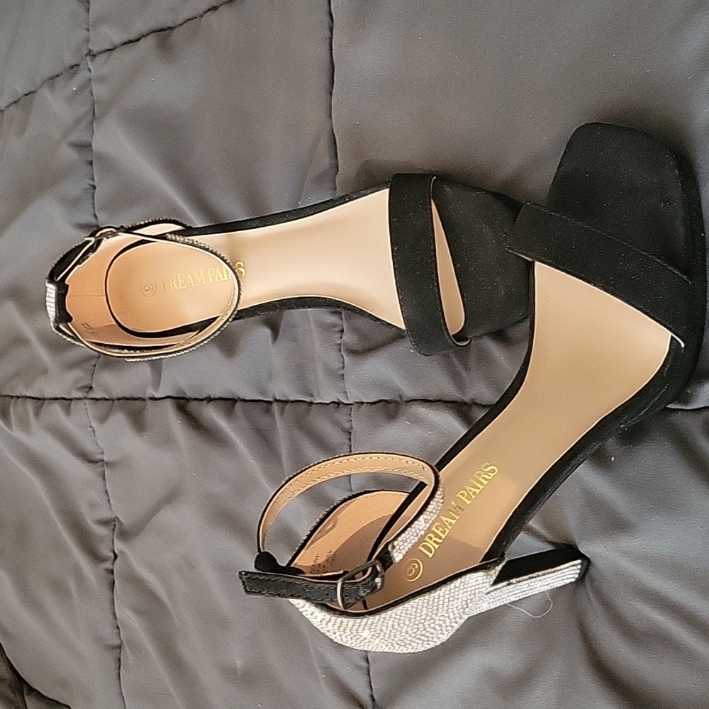 Black Sparkly Heeled Sandals